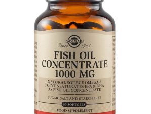 Solgar Fish Oil Concentrate 1000mg Συμπλήρωμα Διατροφής Συμπυκνωμένου Ιχθυέλαιο Πλούσιο σε Ωμέγα 3  για την Ενίσχυση της Λειτουργίας της Καρδιάς, του Εγκεφάλου & της Όρασης 60 Softgels
