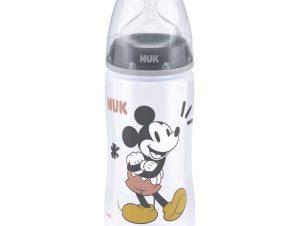 Nuk Disney Mickey Mouse First Choice Plus 6-18m 10.741.034 Πλαστικό Μπιμπερό με Δείκτη Ελέγχου Θερμοκρασίας & Θηλή Σιλικόνης Προσαρμοσμένη στο Σχήμα της Γνάθου 300ml – Γκρι