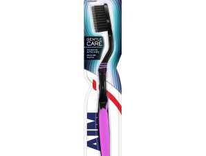 Aim Gentle Care Toothbrush Soft Μαλακή Οδοντόβουρτσα με Θύσανους με Λεπτές Άκρες για Βαθύ Καθαρισμό & Λεύκανση Απαλή με τα Ούλα 1 Τεμάχιο – Μωβ / Μαύρο