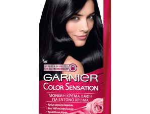 Garnier Color Sensation Permanent Hair Color Kit Μόνιμη Κρέμα Βαφή Μαλλιών με Άρωμα Τριαντάφυλλο 1 Τεμάχιο – 1.0 Μαύρο
