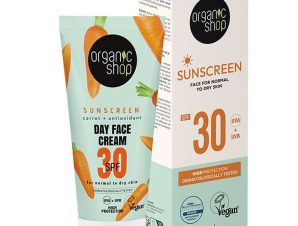 Organic Shop Sunscreen for Normal to Dry Skin Spf30 Αντηλιακή Προσώπου Υψηλής Προστασίας για Κανονικές – Ξηρές Επιδερμίδες 50ml