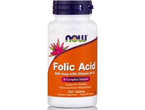 NOW FOODS Folic Acid 800mg & Vitamin B12 25mg 250tabs