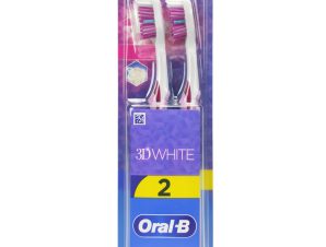 Oral-B 3D White Duo Medium Toothbrush Μέτρια Χειροκίνητη Οδοντόβουρτσα για Ενήλικες 2 Τεμάχια – Λιλά / Λιλά 
