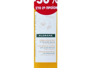 Klorane Promo Hair Removal Cream with Sweet Almond for Sensitive Skin Αποτριχωτική Κρέμα με Γλυκό Αμύγδαλο για Πρόσωπο & Σώμα, Ιδανική για Ευαίσθητες Επιδερμίδες 2x150ml